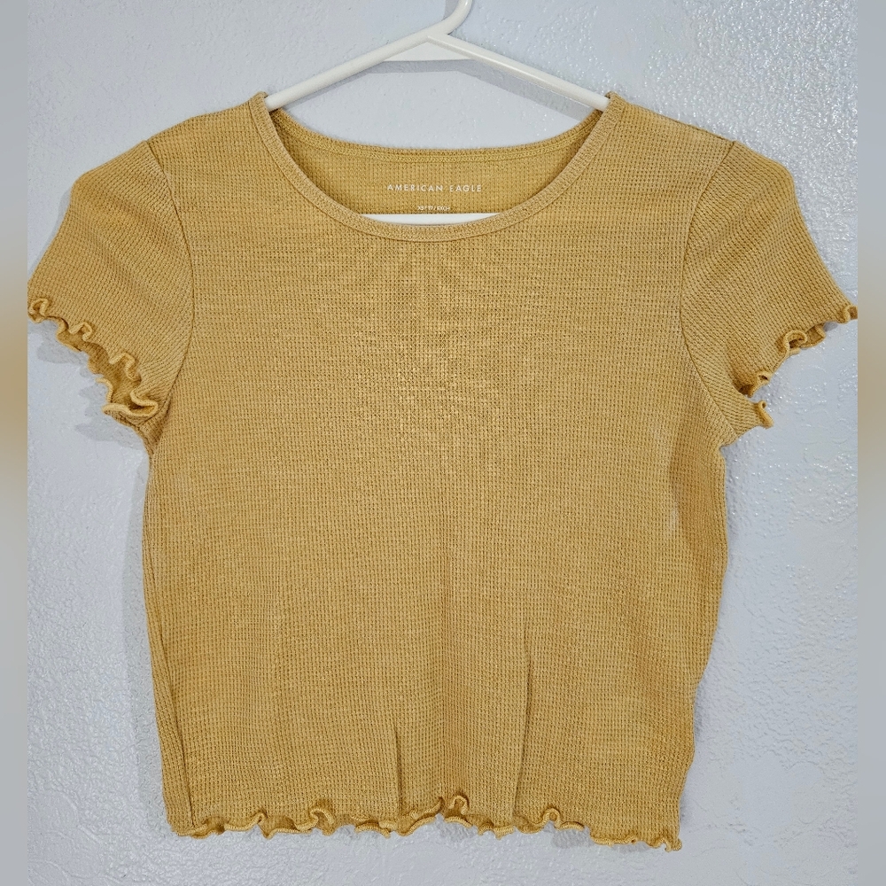 American Eagle - Mustard Crop Tee